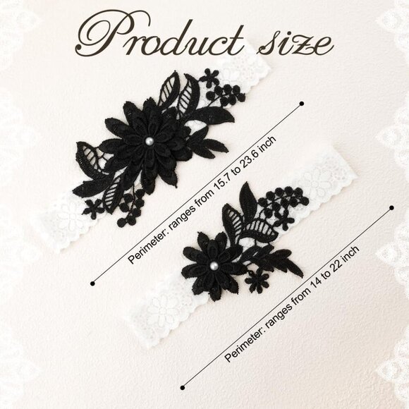 🆕Women Black Garters Bride Wedding Garter Thigh Wedding Garter Set for Brid - Picture 2 of 6